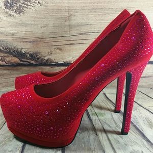 Toi et Moi Women's Red Jewel Pumps Size 10